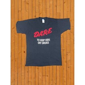 Vintage 90s DARE Black Single Stitch T-shirt Size L USA Cherry Creek Schools
